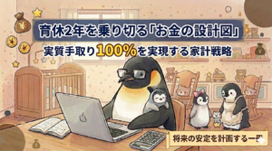 育休中の実質手取り１００％を実現するための家計戦略と資産設計イメージ図