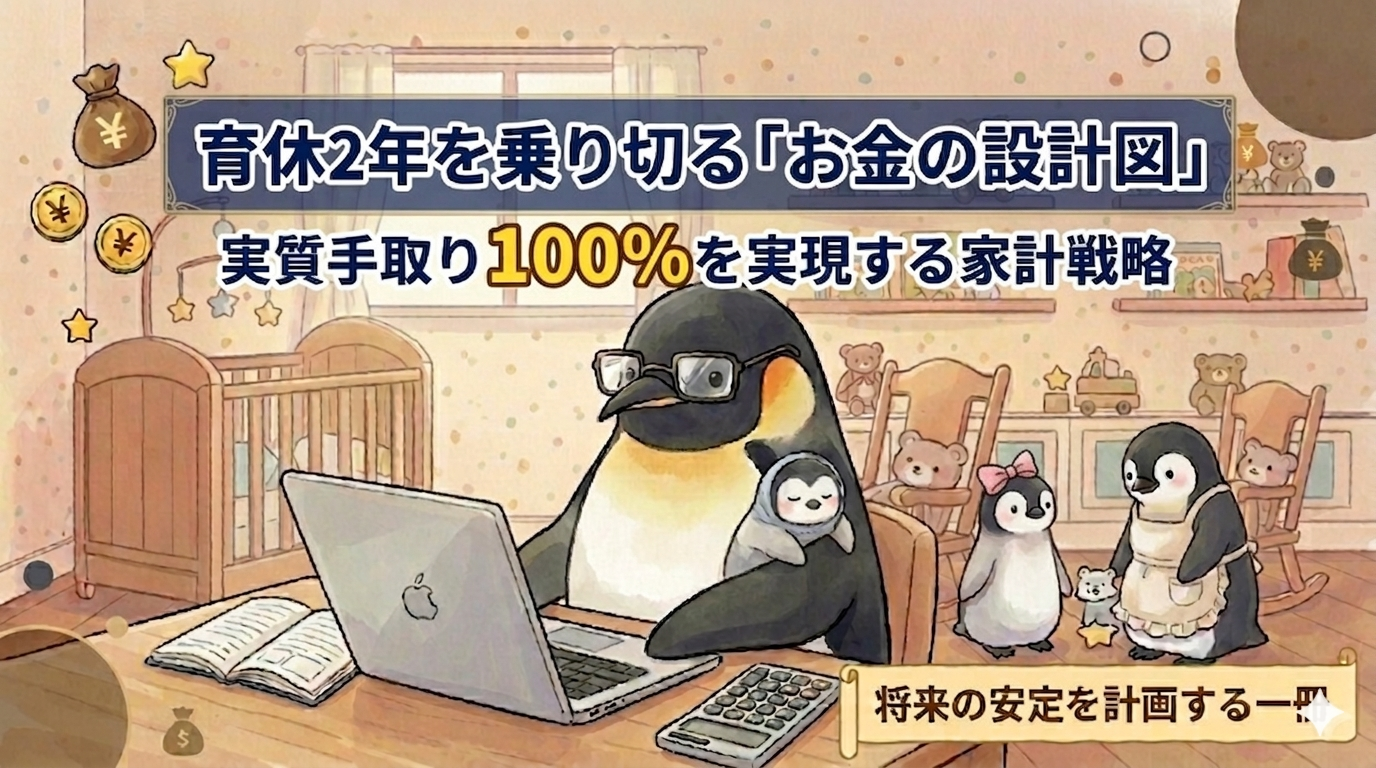 育休中の実質手取り１００％を実現するための家計戦略と資産設計イメージ図